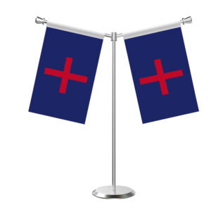 Christian Flag Y-Shaped Table Flag with Stainless Steel Base and Pole