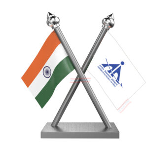 AAI (Airport Authority of India) Flag and India Cross Car Flag with Stainless Steel Base and Pole