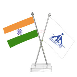 AAI (Airport Authority of India) Cross Desk Flag with Stainless Steel pole and transparent acrylic