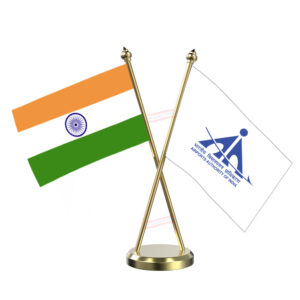 AAI (Airport Authority of India) Cross Desk Flag with Brass Base and Pole