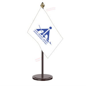 AAI Airport Authority of India Table Flag with Black Acrylic Plastic Pole & Round Base Table Miniature Flag