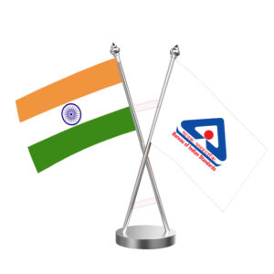 BIS (Bureau of Indian Standards) Cross Desk Flag with Stainless Steel Base and Pole