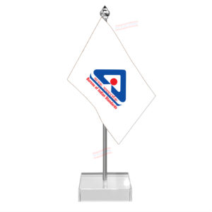 BIS Bureau of Indian Standards Flag Desk Miniature Flag With Stainless Steel Pole And Transparent Acrylic Base