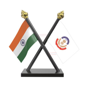 CBI (Central Bureau of Investigation) Flag and India Cross Black Acrylic Car Flag with Black Base and Pole