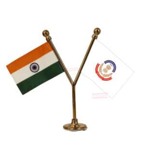 CBI (Central Bureau of Investigation) Flag and India Flag Y-Shaped Car Flag with Gold Base and Pole