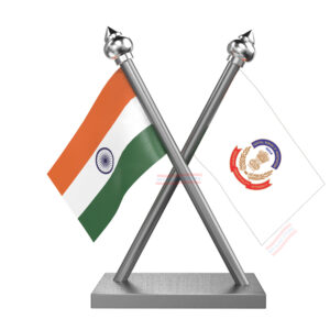 CBI (Central Bureau of Investigation) Flag and India Cross Car Flag with Stainless Steel Base and Pole