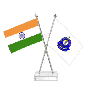 CBIC (Central Board of Indirect Taxes & Customs) Cross Desk Flag with Stainless Steel pole and transparent acrylic