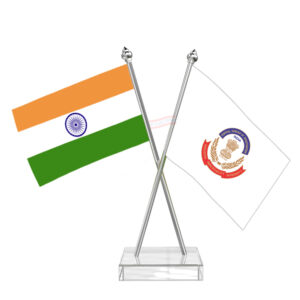 CBI (Central Bureau of Investigation) Cross Desk Flag with Stainless Steel pole and transparent acrylic