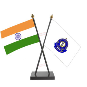 CBIC (Central Board of Indirect Taxes & Customs) Cross Desk Flag with Black Acrylic Pole and Base