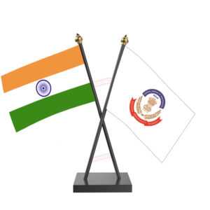 CBI (Central Bureau of Investigation) Cross Desk Flag with Black Acrylic Pole and Base
