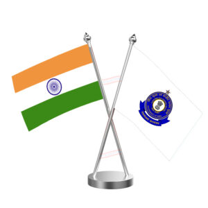 CBIC (Central Board of Indirect Taxes & Customs) Cross Desk Flag with Stainless Steel Base and Pole