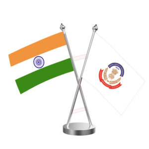 CBI (Central Bureau of Investigation) Cross Desk Flag with Stainless Steel Base and Pole