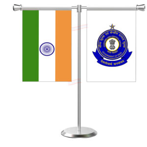 CBIC (Central Board of Indirect Taxes & Customs) Flag T-Shaped Table Flag with Stainless Steel Base and Pole
