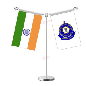 CBIC (Central Board of Indirect Taxes & Customs) Y-Shaped Table Flag with Stainless Steel Base and Pole