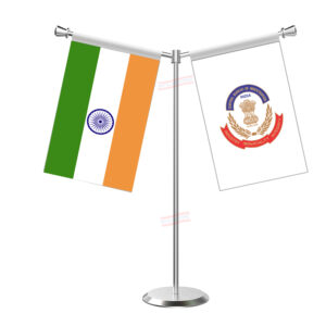 CBI (Central Bureau of Investigation) Y-Shaped Table Flag with Stainless Steel Base and Pole