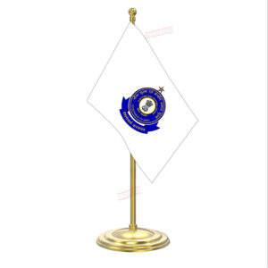 CBIC Central Board of Indirect Taxes & Customs Flag with Gold Coated Plastic Pole & Round Base Table Flag