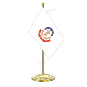 CBI Central Bureau of Investigation Flag with Gold Coated Plastic Pole & Round Base Table Miniature Flag