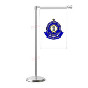CBIC Central Board of Indirect Taxes & Customs Flag with L Shape With Stainless Steel Base & Pole Table Miniature Flag