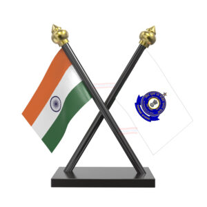 CBIC (Central Board of Indirect Taxes & Customs) Flag and India Cross Black Acrylic Car Flag with Black Base and Pole
