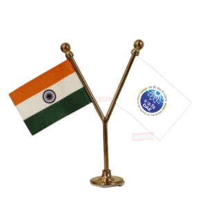 DAE (Department of Atomic Energy) and India Flag Y-Shaped Car Flag with Gold Base and Pole
