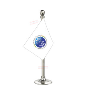 DAE (Department of Atomic Energy) Flag Stand for Car Dashboard-Single Silver Plastic | Car Decoration