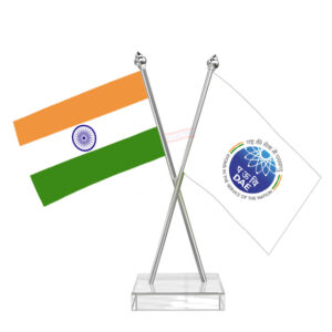 DAE (Department of Atomic Energy) Cross Desk Flag with Stainless Steel pole and transparent acrylic
