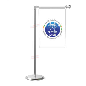 DAE Department of Atomic Energy Flag with L Shape With Stainless Steel Base & Pole Table Miniature Flag