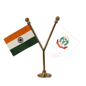 IMA (Indian Medical Association) and India Flag Y-Shaped Car Flag with Gold Base and Pole