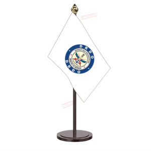 DRDO Defence Research & Development Organisation Table Flag with Black Acrylic Plastic Pole & Round Base Table Miniature Flag