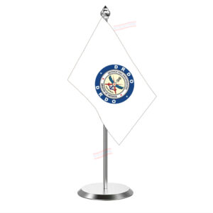 DRDO Defence Research & Development Organisation Flag with Stainless Steel Pole & Base Table Miniature Flag