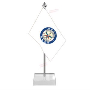 DRDO Defence Research & Development Organisation Flag Desk Miniature Flag With Stainless Steel Pole And Transparent Acrylic Base
