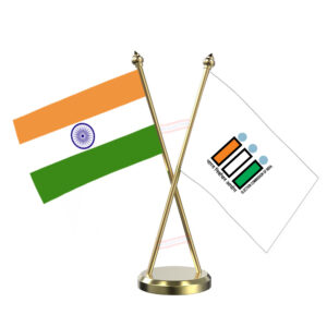 ECI (Election Commission of India) Cross Desk Flag with Brass Base and Pole