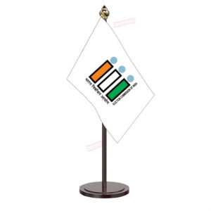 ECI Election Commission of India Table Flag with Black Acrylic Plastic Pole & Round Base Table Miniature Flag