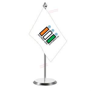 ECI Election Commission of India Flag with Stainless Steel Pole & Base Table Miniature Flag