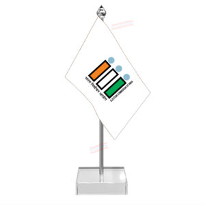 ECI Election Commission of India Flag Desk Miniature Flag With Stainless Steel Pole And Transparent Acrylic Base