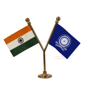 IAS (Indian Administrative Service) and India Flag Y-Shaped Car Flag with Gold Base and Pole