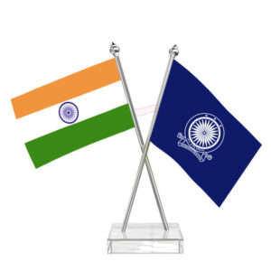 IAS (Indian Administrative Service) Cross Desk Flag with Stainless Steel pole and transparent acrylic