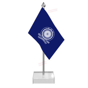 IAS Indian Administrative Service Flag Desk Miniature Flag With Stainless Steel Pole And Transparent Acrylic Base