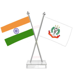 IMA (Indian Medical Association) Cross Desk Flag with Stainless Steel pole and transparent acrylic