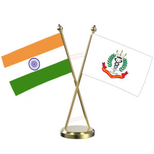 IMA (Indian Medical Association) Cross Desk Flag with Brass Base and Pole