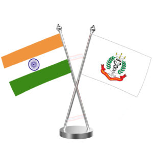 IMA (Indian Medical Association) Cross Desk Flag with Stainless Steel Base and Pole