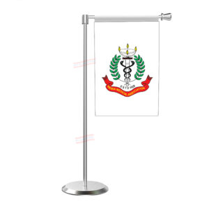 IMA Indian Medical Association Flag with L Shape With Stainless Steel Base & Pole Table Miniature Flag