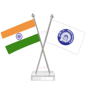 Indian Railways Cross Desk Flag with Stainless Steel pole and transparent acrylic