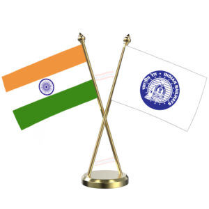 Indian Railways and India Cross Desk Flag with Brass Base and Pole