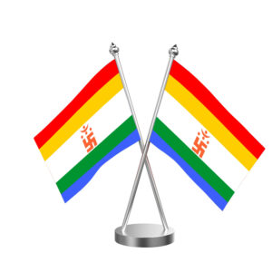Jainism Cross Desk Flag with Stainless Steel Base and Pole