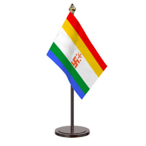 Jainism Flag Table Desk Miniature Flag With Black Acrylic Base and Pipe