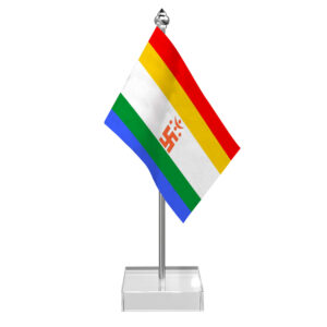 Jainism Table Desk Miniature Flag With Stainless Steel Pole And Transparent Acrylic Base