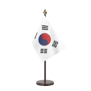 South Korea Table Desk Miniature Flag With Black Acrylic Base and Pipe