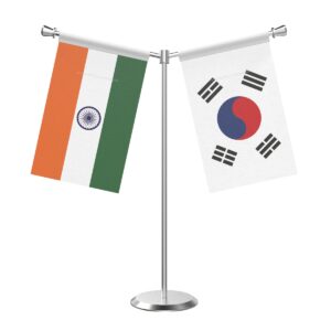 South Korea Y-Shaped Table Flag with Stainless Steel Base and Pole