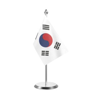 South Korea Desk Flag With Stainless Steel Base And Pole with 4inchx6inch flag
